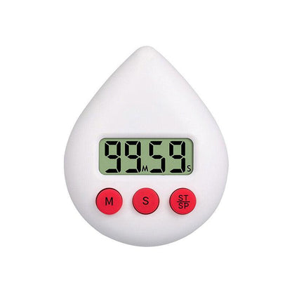 Water Drop Digital Timer Kitchen Study Alarm Countdown Electronic Clock 4 Colours - White