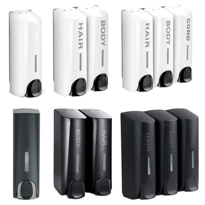Hotel Wall Mounted Soap Dispenser Bathroom Shampoo Shower Gel Hand Soap Box - Black-Double