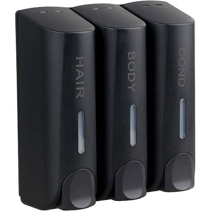 Hotel Wall Mounted Soap Dispenser Bathroom Shampoo Shower Gel Hand Soap Box - Black-Double