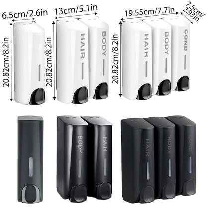 Hotel Wall Mounted Soap Dispenser Bathroom Shampoo Shower Gel Hand Soap Box - White-Double