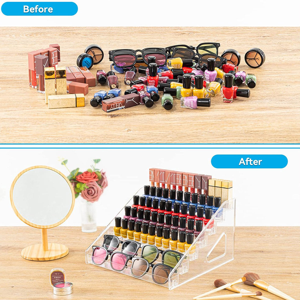 6/7 Layer Nail Polish Storage Box Multi Layer Clear Display Rack Organizer Stand - 7-Tier