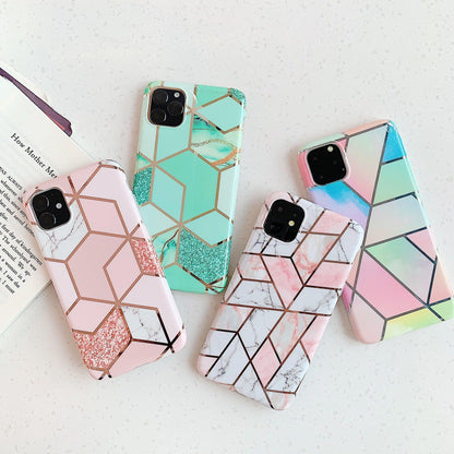 Rainbow Case for iPhone 14 13 12 11 Pro Max XR XS Marble Phone Shockproof Cover Silicone - For iphone  13