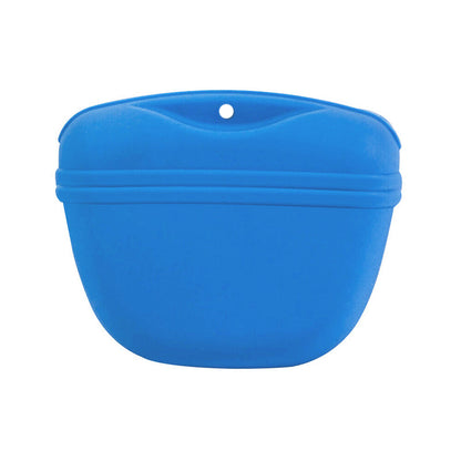Pet Silicone Training Treat Bag Pouch With Clip Waist Pack Feed Dog - Black