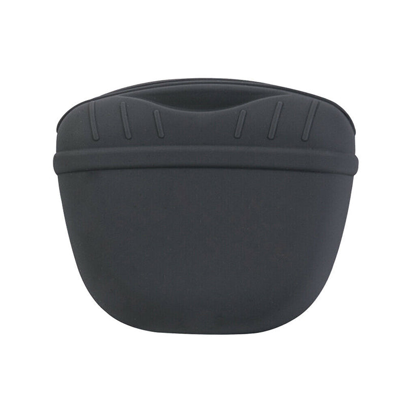 Pet Silicone Training Treat Bag Pouch With Clip Waist Pack Feed Dog - Black