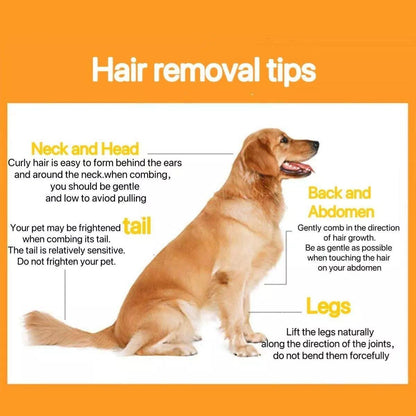 Pet Hair Removal Brush Deshedding Tool for Cats Dogs Grooming Comb Fur Remover - Yellow
