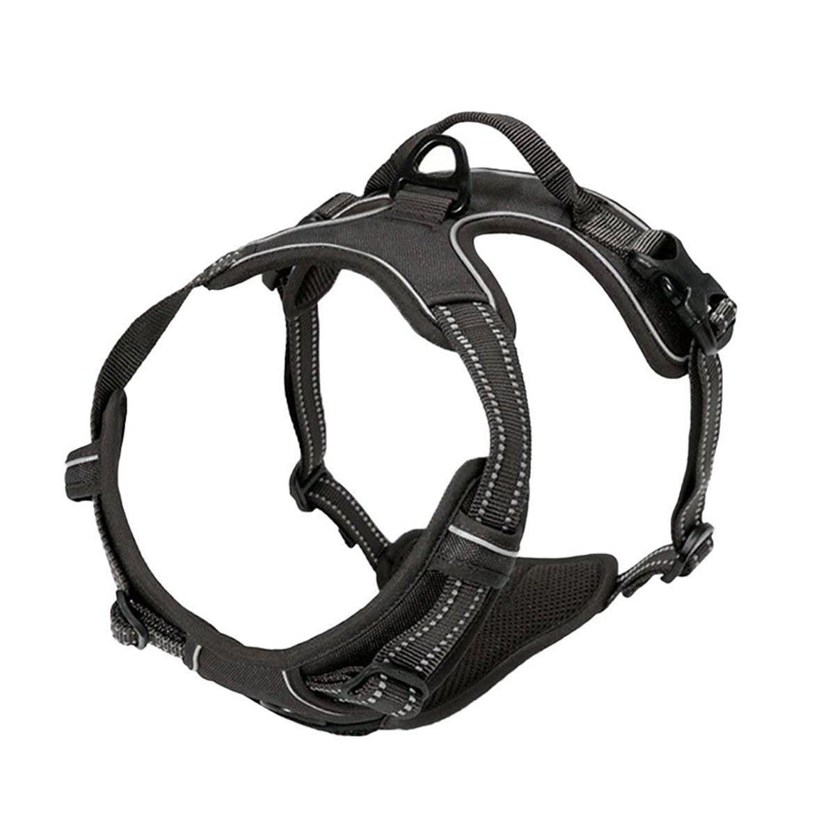 Adjustable No-Pull Dog Harness Vest S-XL Reflective Pet Training Outdoor Handle - Black-S