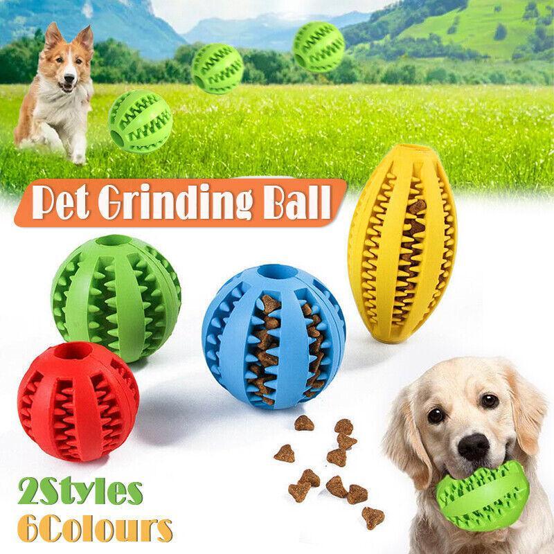 Dog Chew Toy Rubber Ball Treat Dispenser Dental Cleaning Training Play Ball - Dark Blue Spherical (Large)