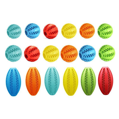 Dog Chew Toy Rubber Ball Treat Dispenser Dental Cleaning Training Play Ball - Green Spherical (Small)