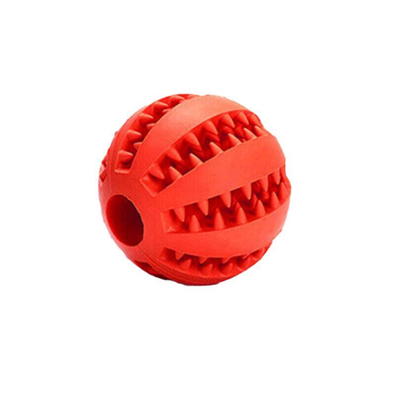 Dog Chew Toy Rubber Ball Treat Dispenser Dental Cleaning Training Play Ball - Orange Spherical (Small)