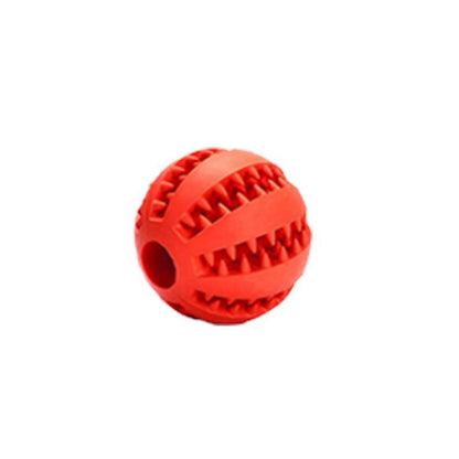 Dog Chew Toy Rubber Ball Treat Dispenser Dental Cleaning Training Play Ball - Red Rugby (11.5CM)