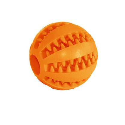 Dog Chew Toy Rubber Ball Treat Dispenser Dental Cleaning Training Play Ball - Red Spherical (Small)