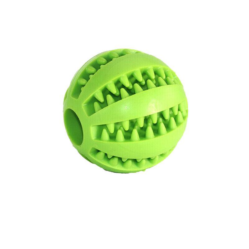 Dog Chew Toy Rubber Ball Treat Dispenser Dental Cleaning Training Play Ball - Yellow Spherical (Large)