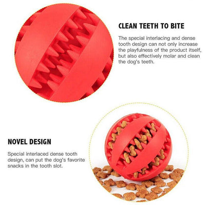 Dog Chew Toy Rubber Ball Treat Dispenser Dental Cleaning Training Play Ball - Yellow Spherical (Small)