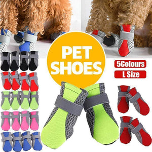 4PCS L Size Anti Slip Waterproof Protective Dog Shoes Rain Boots Pet Socks Booties - Blue