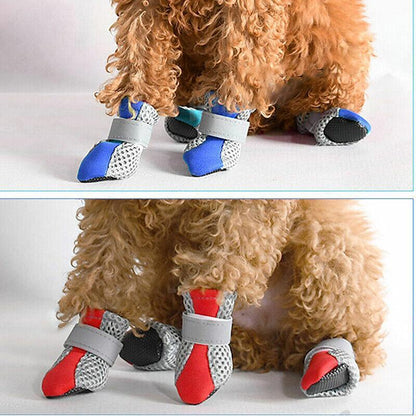 4PCS L Size Anti Slip Waterproof Protective Dog Shoes Rain Boots Pet Socks Booties - Blue