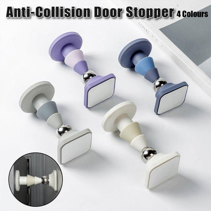 Silicone Silent Door Stopper with Suction Base and Secure Hold Catch Design - Blue