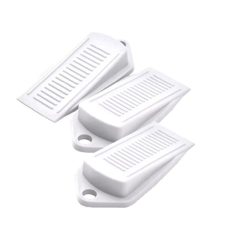3Pcs Thick Rubber Wedge Door Stoppers Floor Carpet Heavy Duty Door Stop Security - White