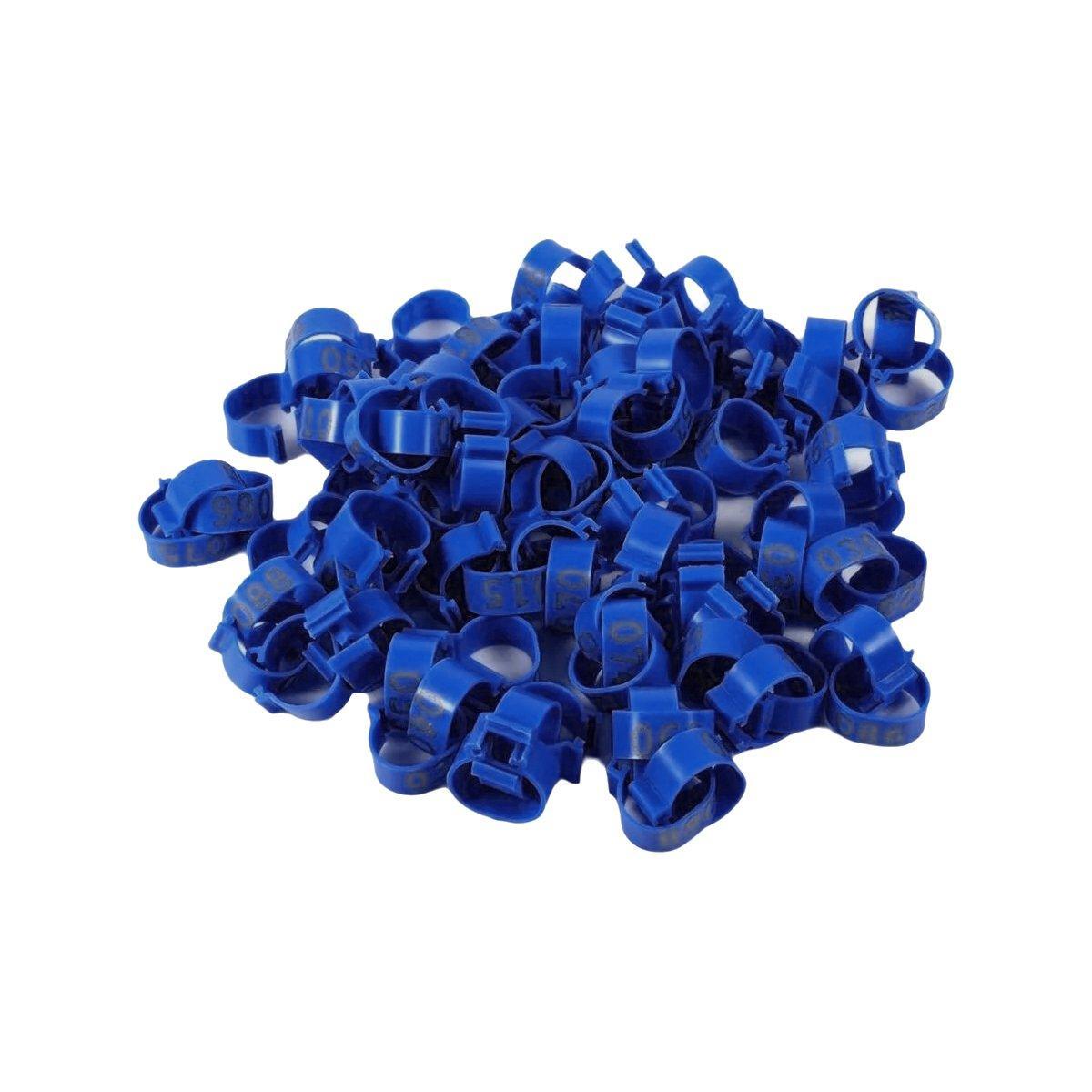100X 001-100 Digital Numbered Bird Leg Band Rings Clip For Pigeon Parrot Poultry - Red