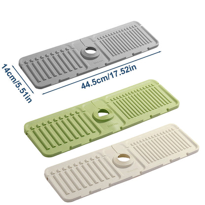 Faucet Draining Pad Narrow Sink Splash Guard Mat for Washbasin Water Catcher - White