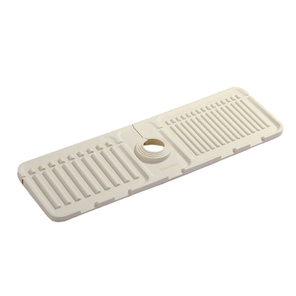 Faucet Draining Pad Narrow Sink Splash Guard Mat for Washbasin Water Catcher - White