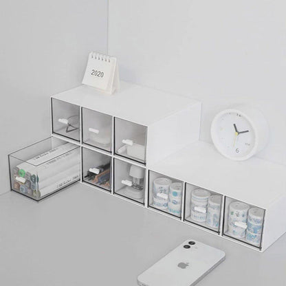 Storage Box 3Drawers DIY Desktop Plastic Transparent Coffee Sugar Jewelry Box