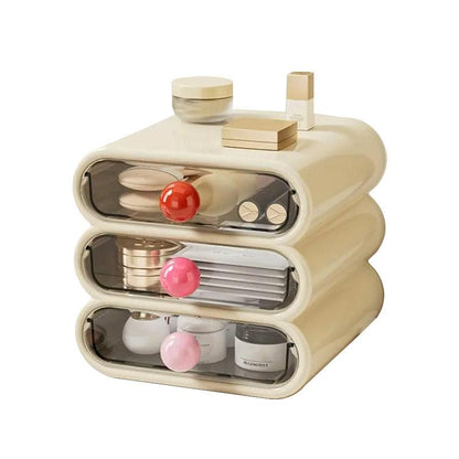 Drawer Cosmetic Organizer Desktop Storage Organizer for Makeup Desk Accessories - White