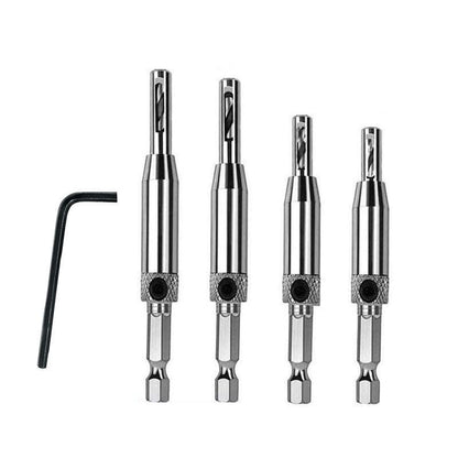 4X Self-Centering Drill Bits Hex Shank Pilot Door Drawer Hinge Hole Screw Guide
