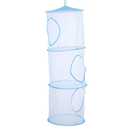 Foldable Clothes Drying Basket Three-layer Hanging Storage Breathable Organizer - Red