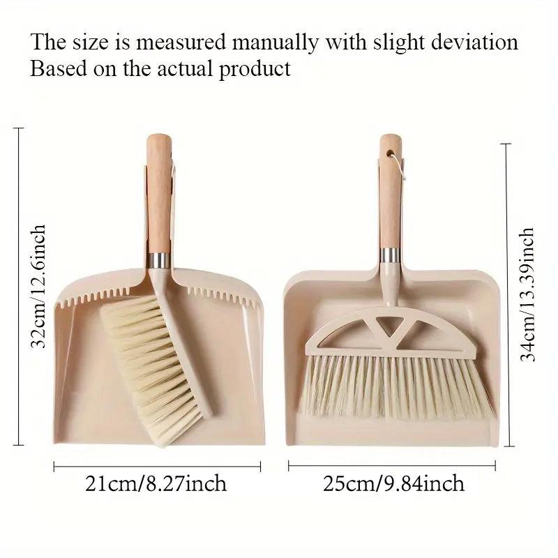 Wooden Handle Mini Brush and Dustpan Set for Desktop Cleanup Small Sweeper Set - B39