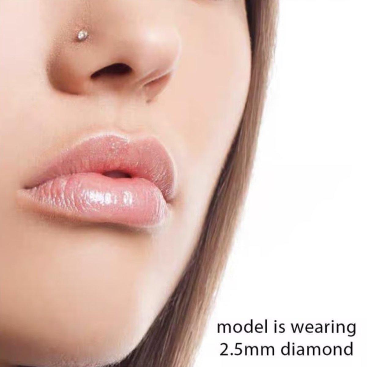 Stainless Steel Nosepiece with Gold Nose Stud Stylish Piercing Jewellery Women - L-Shaped Rod-3mm