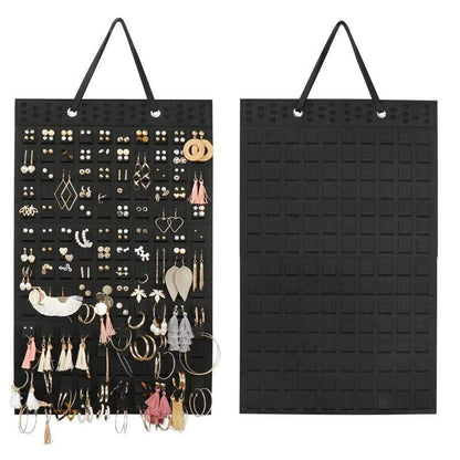 Hanging Jewelry Organizer Closet Necklace Holder Felt Jewelry Roll Jewelry - White