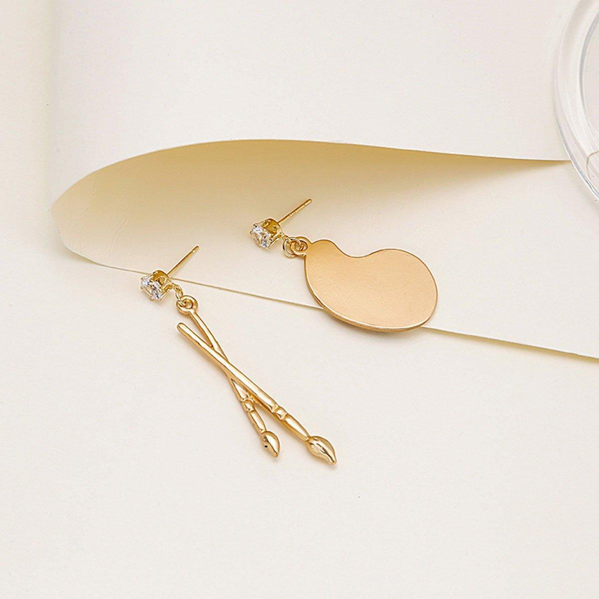Artistic Asymmetric Earrings Brush and Drawing Board Design Creative Jewelry
