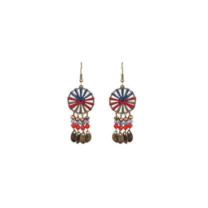Retro Court Style Geometric Leaf Earrings Elegant Vintage Jewelry for Women Gift - 1