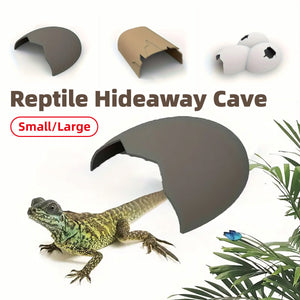 Reptile Hideout Plastic Cave Decorative Shelter for Lizard Snake Spider Habitat - Eggshell Set of 2