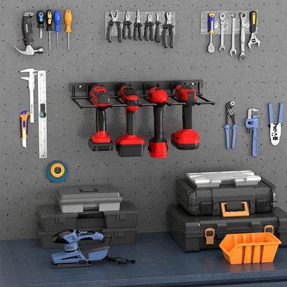 Metal Drill Storage Rack Power Tool Holder Organizer Wall Mount Heavy Duty Shelf