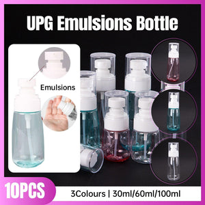 10pcs Portable Travel Emulsion Dispenser Bottle Press Pump Refillable Containers - Clear-30ml