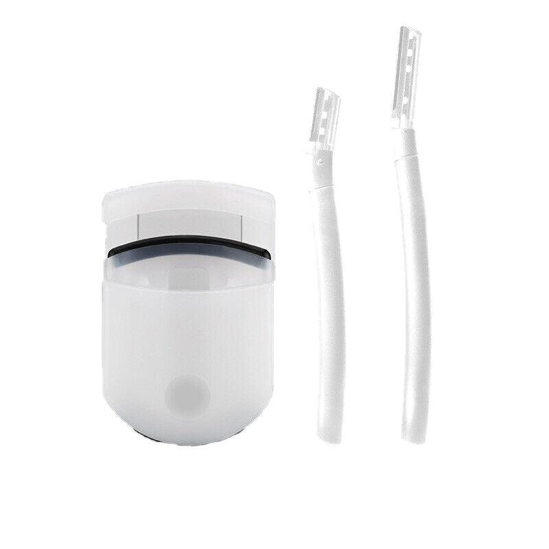 3Pcs Eyebrow Razor Set Facial Trimmer Shaver Blade Hair Remover Beauty Tool - White+Clear Eyebrow Razor+Scissor