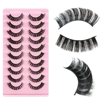 10 Pairs Russian D-Curl Mink False Eyelashes - Full & Curled - DH06-05
