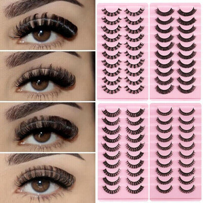 10 Pairs Russian D-Curl Mink False Eyelashes - Full & Curled - DH06-H5