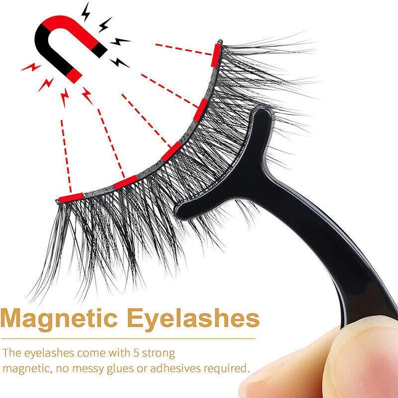 Magnetic False Eyelashes Natural Eye Lashes Extension Liquid Eyeliner Tweezer - Model 15