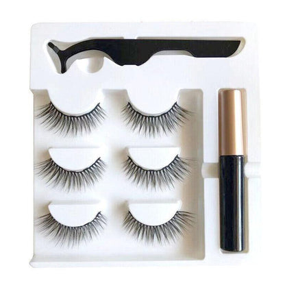 Magnetic False Eyelashes Natural Eye Lashes Extension Liquid Eyeliner Tweezer - Model 15