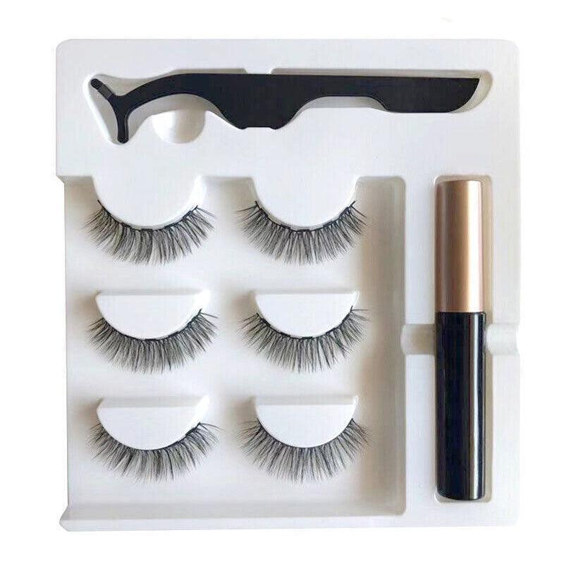 Magnetic False Eyelashes Natural Eye Lashes Extension Liquid Eyeliner Tweezer - Model 15
