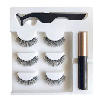 Magnetic False Eyelashes Natural Eye Lashes Extension Liquid Eyeliner Tweezer - Model 15