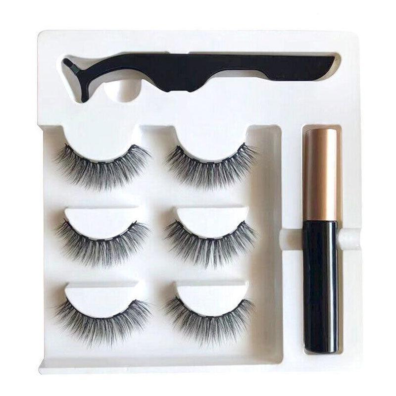 Magnetic False Eyelashes Natural Eye Lashes Extension Liquid Eyeliner Tweezer - Model 15