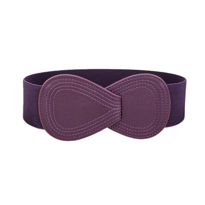 Fashion Belt Red Elastic Waist Cover Wide Belt Women Black Elastic Bow Decoration - Black