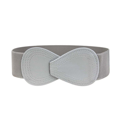 Fashion Belt Red Elastic Waist Cover Wide Belt Women Black Elastic Bow Decoration - Blue