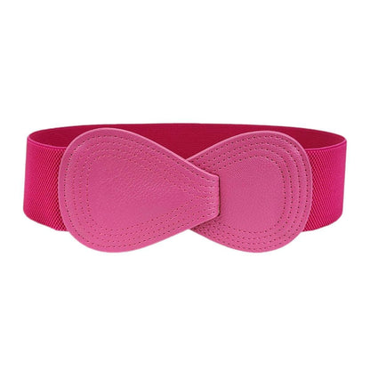 Fashion Belt Red Elastic Waist Cover Wide Belt Women Black Elastic Bow Decoration - Blue