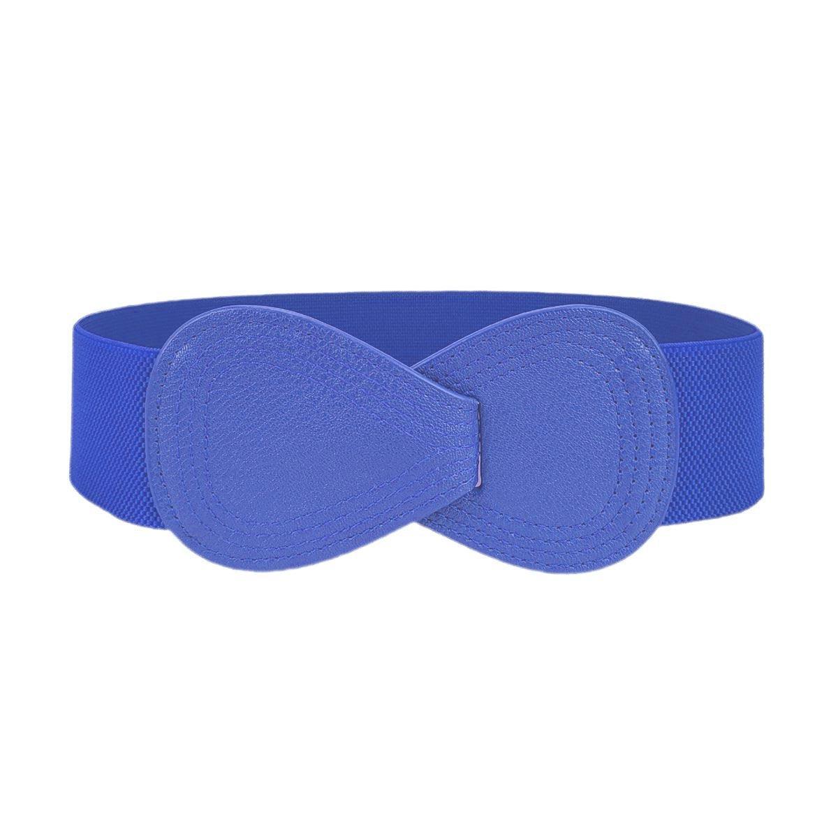 Fashion Belt Red Elastic Waist Cover Wide Belt Women Black Elastic Bow Decoration - Blue