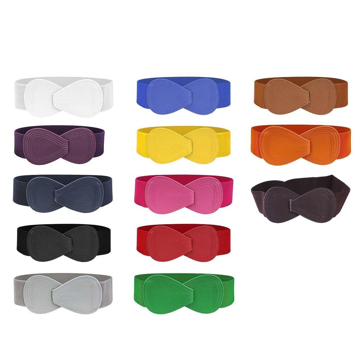 Fashion Belt Red Elastic Waist Cover Wide Belt Women Black Elastic Bow Decoration - Camel