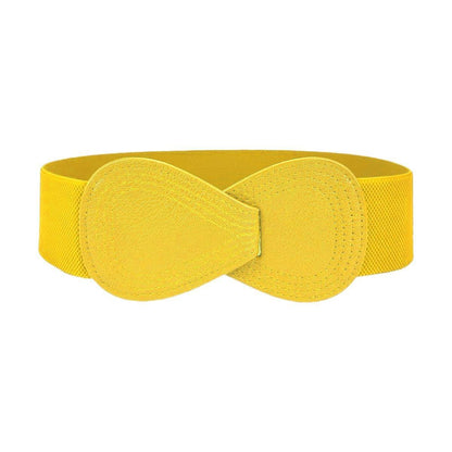 Fashion Belt Red Elastic Waist Cover Wide Belt Women Black Elastic Bow Decoration - Camel